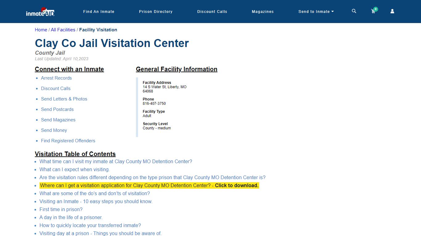 Clay County MO Detention Center | Visitation, dress code & visiting hours