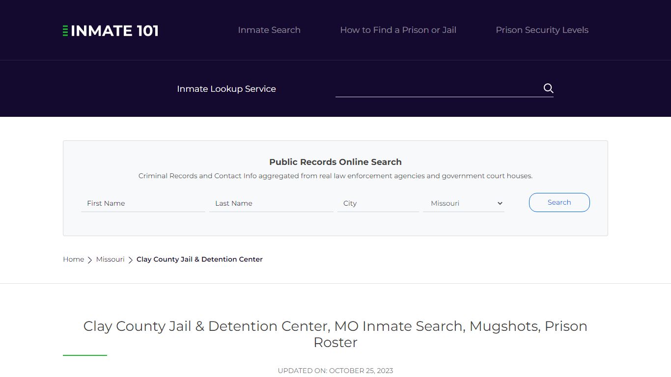 Clay County Jail & Detention Center, MO Inmate Search, Mugshots, Prison ...