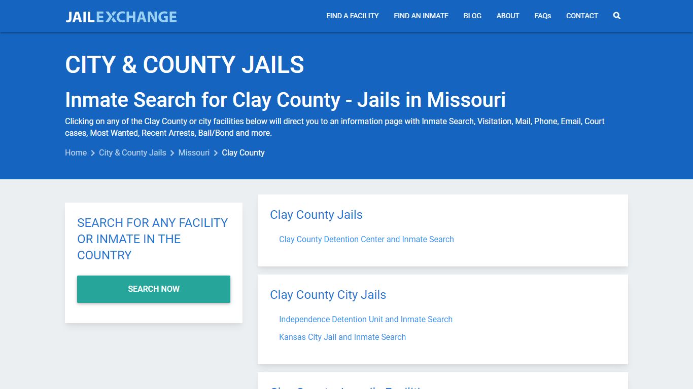 Inmate Search for Clay County | Jails in Missouri - Jail Exchange
